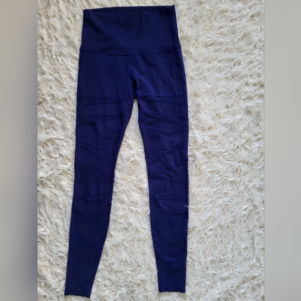 Lululemon Wunder Under Tech Mesh Pants Leggings 6 Hero Blue Full On Luon